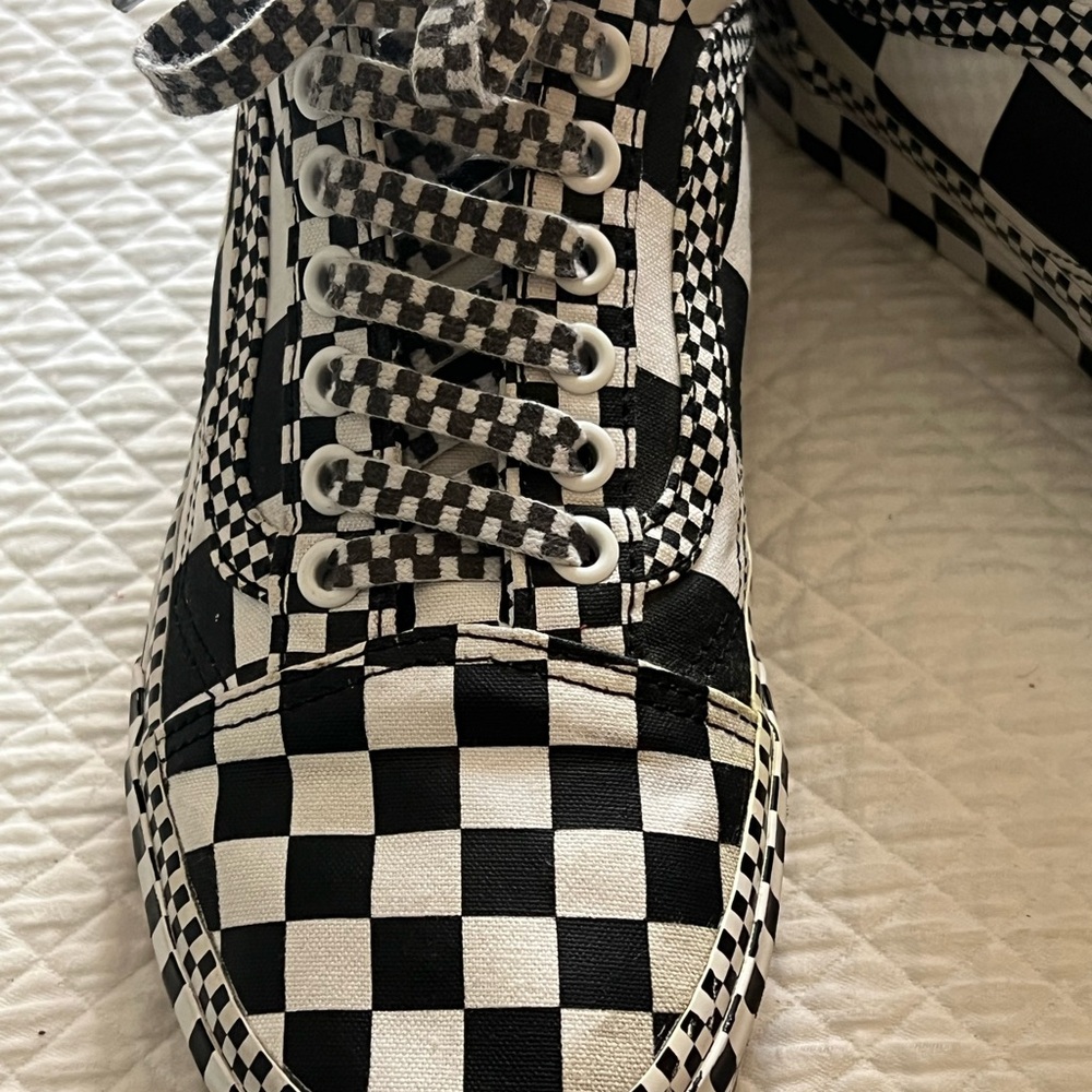 Vans Black and White Checkerboard Sneakers - Picture 2 of 7